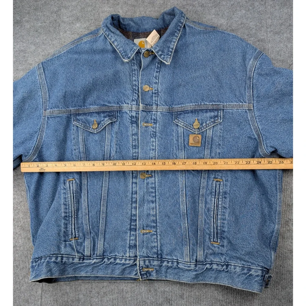 Carhartt Denim Jacket Mens 2XL Blanket Lined USA Made JB0998 Crispy Work Wear 90